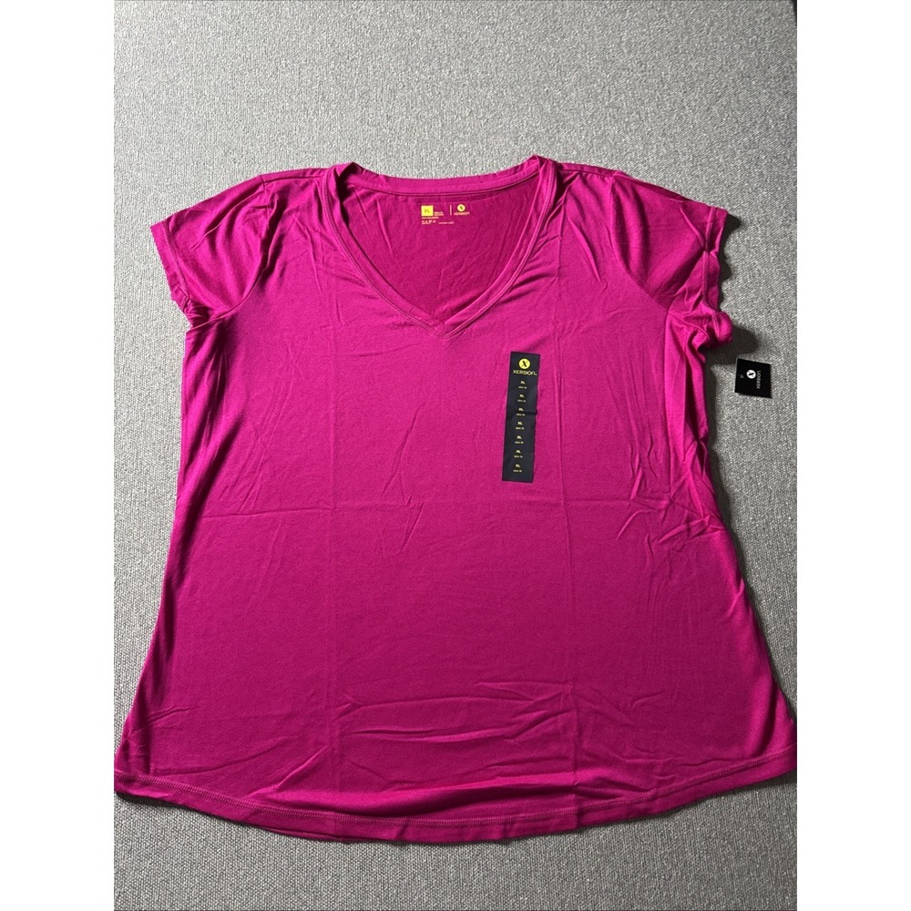 Xersion Womens Pullover T-Shirt V-Neck Pink Size Slim Fit Extra Large Workout